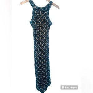 Free People Black Floral Midi Dress Black Comb Y2K NWT Size S